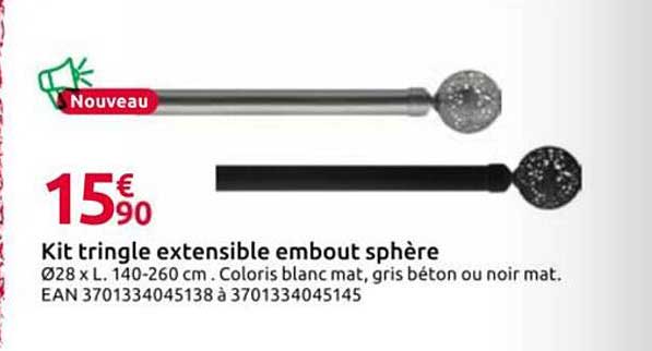 Kit tringle extensible embout sphère