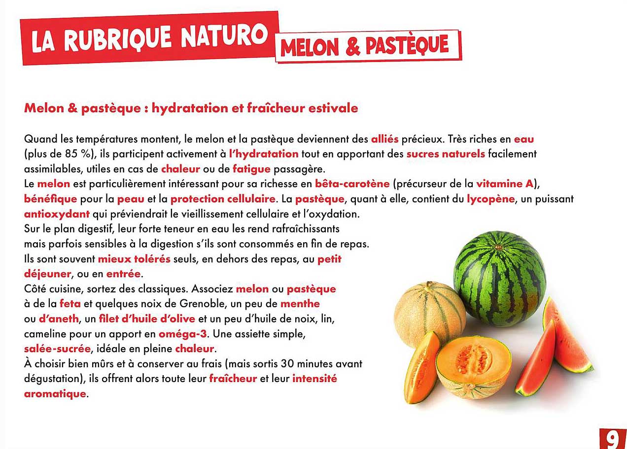 LA RUBRIQUE NATURO - MELON & PASTÈQUE