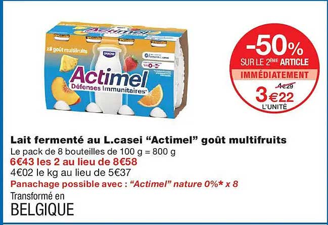 Lait fermenté au L.casei “Actimel” goût multifruits