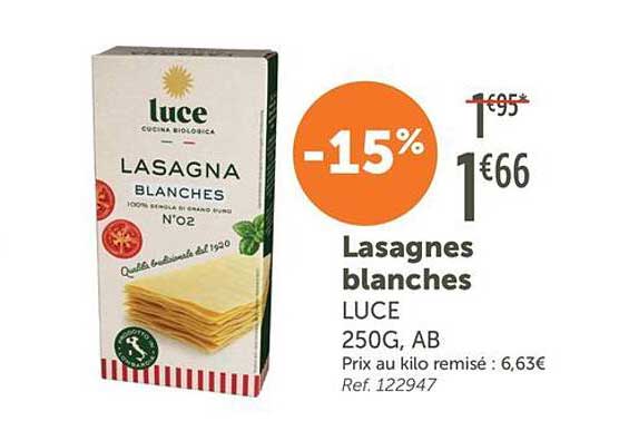 Lasagnes blanches LUCE 250G, AB