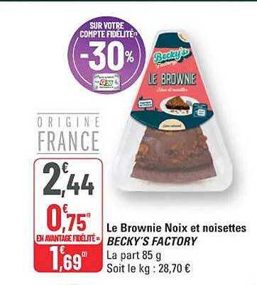 Le Brownie Noix et noisettes BECKY'S FACTORY