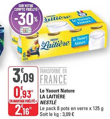 Le Yaourt Nature LA LAITIÈRE NESTLÉ