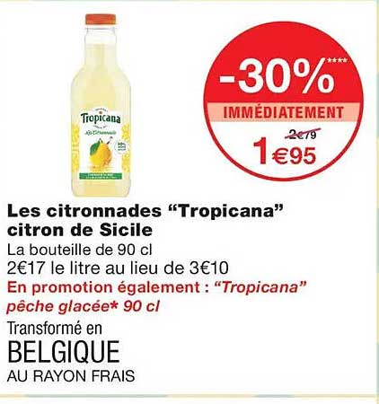 Les citronnades “Tropicana” citron de Sicile