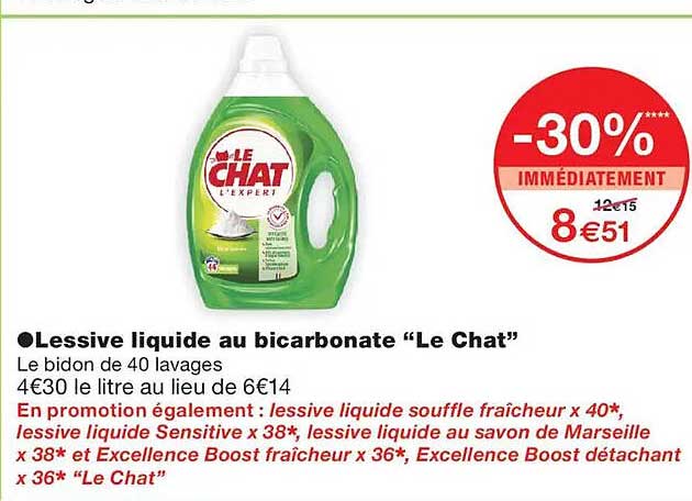 Lessive liquide au bicarbonate “Le Chat”