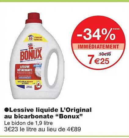 Lessive liquide L’Original au bicarbonate “Bonux”