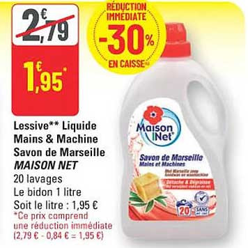 Lessive** Liquide Mains & Machine Savon de Marseille MAISON NET
