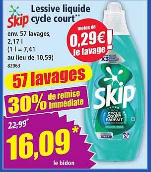 Lessive liquide Skip cycle court
