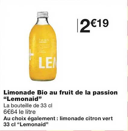 Limonade Bio au fruit de la passion “Lemonaid”