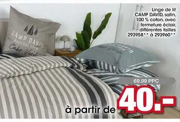 Linge de lit CAMP DAVID, satin, 100 % coton, avec fermeture éclair, différentes tailles 293958** à 293960**