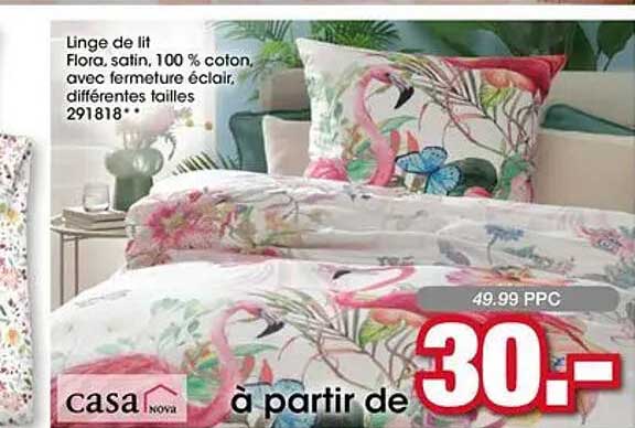 Linge de lit Flora, satin, 100 % coton, avec fermeture éclair, différentes tailles 291818**