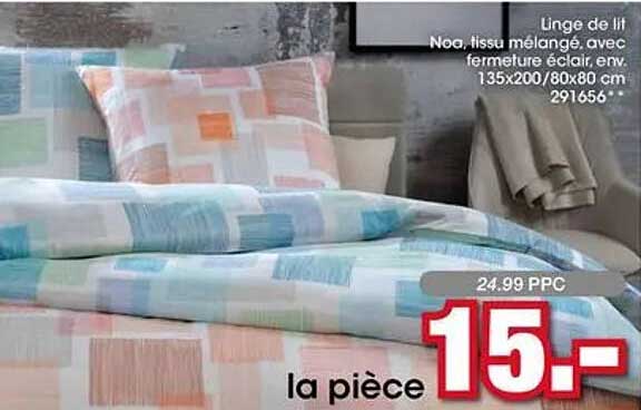 Linge de lit Noor, tissu mélangé, avec fermeture éclair, env. 135x200/80x80 cm 291656
