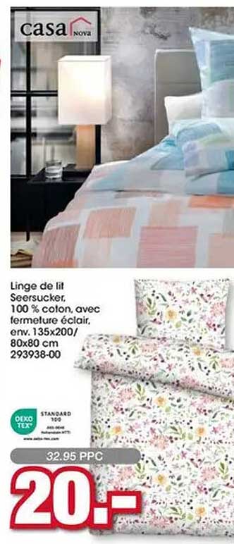 Linge de lit Seersucker, 100 % coton, avec fermeture éclair, env. 135x200/80x80 cm 293938-00