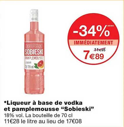 Liqueur à base de vodka et pamplemousse “Sobieski”