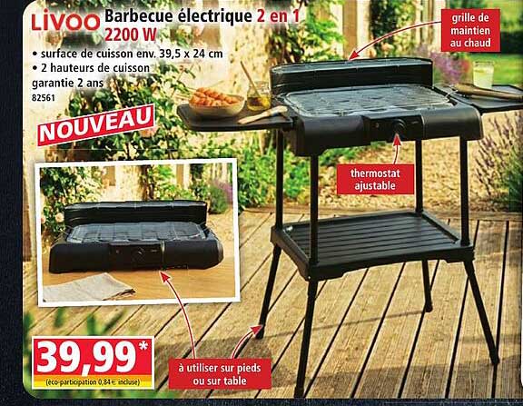 Livoo Barbecue électrique 2 en 1 2200 W