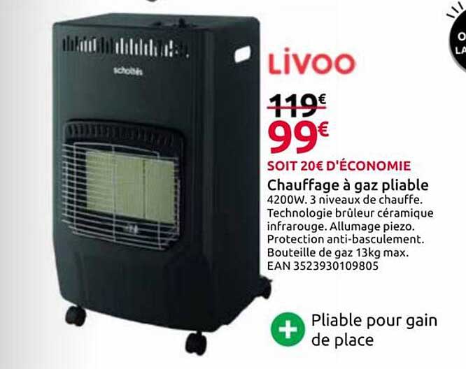 Livoo Chauffage à gaz pliable