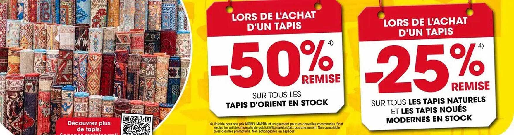 LORS DE L'ACHAT D'UN TAPIS -50% REMISE SUR TOUS LES TAPIS D'ORIENT EN STOCK