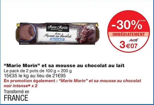 "Marie Morin" et sa mousse au chocolat au lait