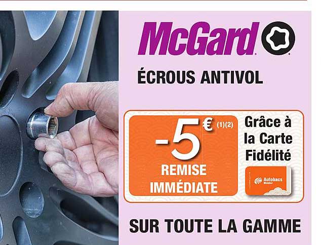 McGard ÉCROUS ANTIVOL -5 € REMISE IMMÉDIATE Grâce à la Carte Fidélité SUR TOUTE LA GAMME