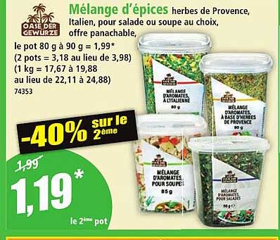 Mélange d'épices herbes de Provence, Italien, pour salade ou soupe au choix, offre panachable