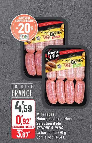 Mini Tapas Nature ou aux herbes Sélection d'été TENDRE & PLUS