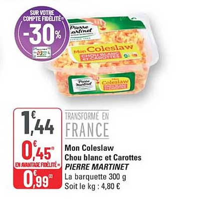 Mon Coleslaw Chou blanc et Carottes PIERRE MARTINET