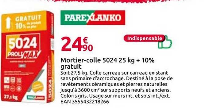 Mortier-colle 5024 25 kg + 10% gratuit