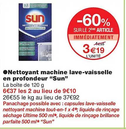 Nettoyant machine lave-vaisselle en profondeur “Sun”