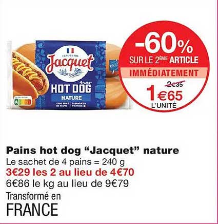 Pains hot dog “Jacquet” nature