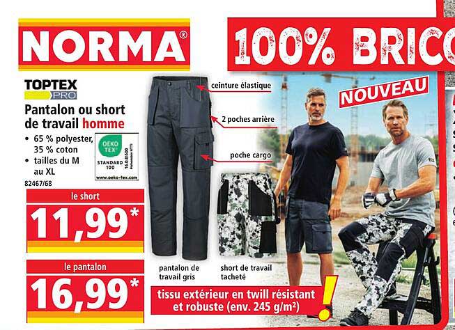 Pantalon ou short de travail homme