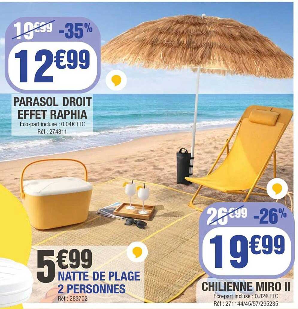 PARASOL DROIT EFFET RAPHIA