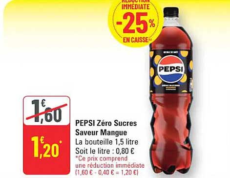 PEPSI Zéro Sucres Saveur Mangue
