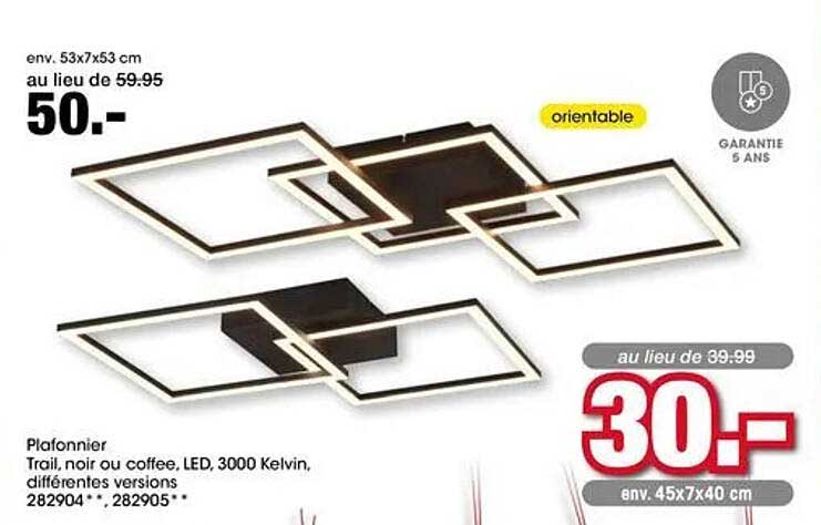 Plafonnier Trail, noir ou coffee, LED, 3000 Kelvin, différentes versions