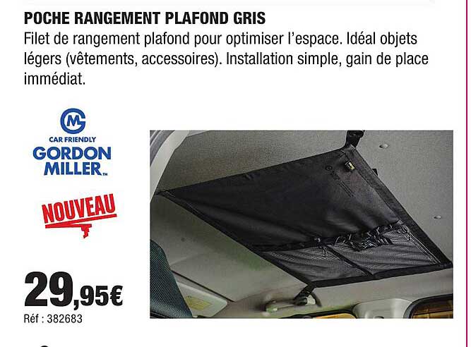 POCHE RANGEMENT PLAFOND GRIS