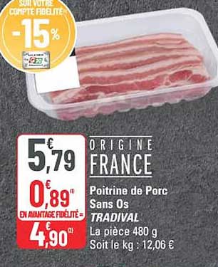 Poitrine de Porc Sans Os TRADIVAL
