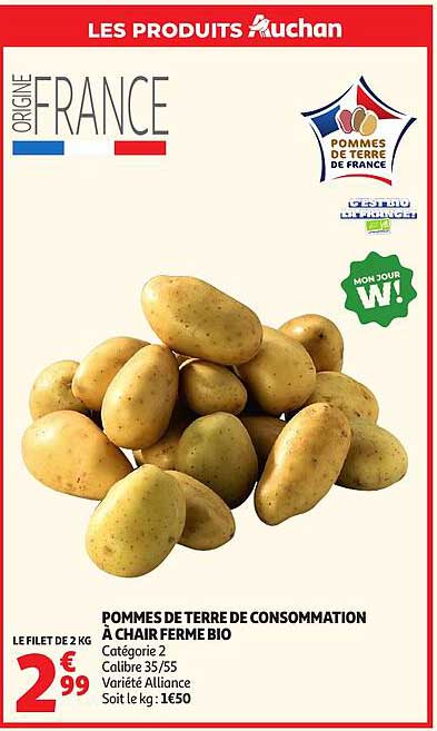 POMMES DE TERRE DE CONSOMMATION À CHAIR FERME BIO