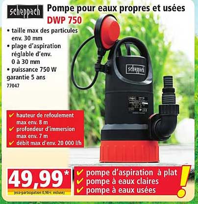 Pompe pour eaux propres et usées DWP 750