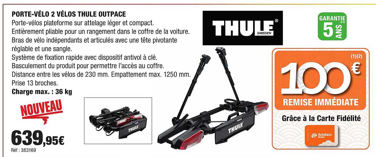 PORTE-VÉLO 2 VÉLOS THULE OUTPACE