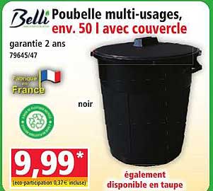 Poubelle multi-usages, env. 50 l avec couvercle