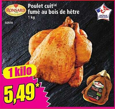 Poulet cuit(a) fumé au bois de hêtre 1 kg