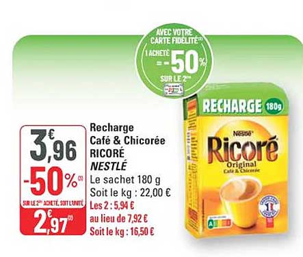 Recharge Café & Chicorée RICORÉ NESTLÉ
