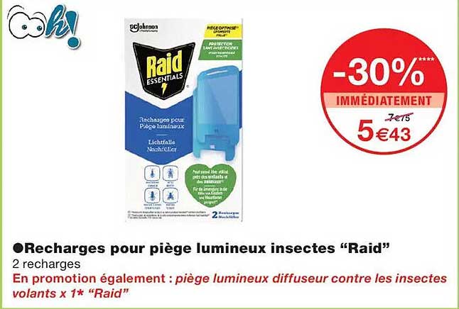 Recharges pour piège lumineux insectes “Raid”