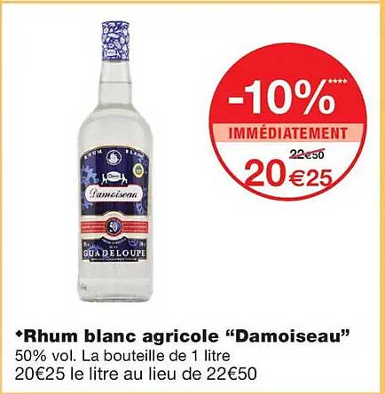 Rhum blanc agricole “Damoiseau”