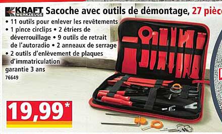 Sacoche avec outils de démontage, 27 pièces