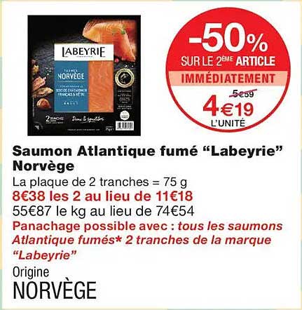 Saumon Atlantique fumé “Labeyrie” Norvège