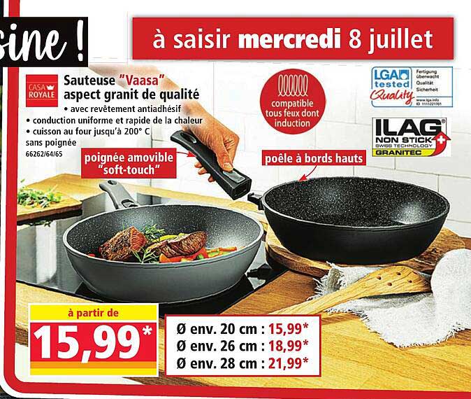 Sauteuse “Vaasa” aspect granit de qualité
