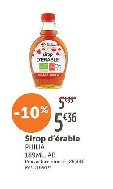 Sirop d'érable PHILIA 189ML, AB
