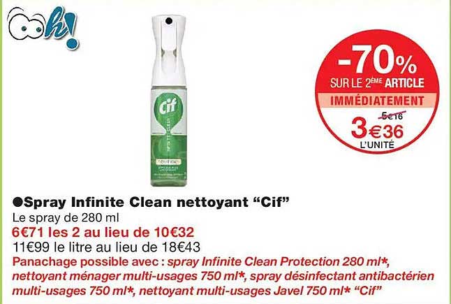 Spray Infinite Clean nettoyant “Cif”