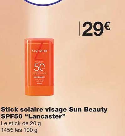 Stick solaire visage Sun Beauty SPF50 “Lancaster”