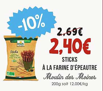STICKS À LA FARINE D’ÉPEAUTRE Moulin des Moines