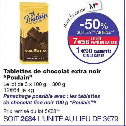 Tablettes de chocolat extra noir “Poulain”
